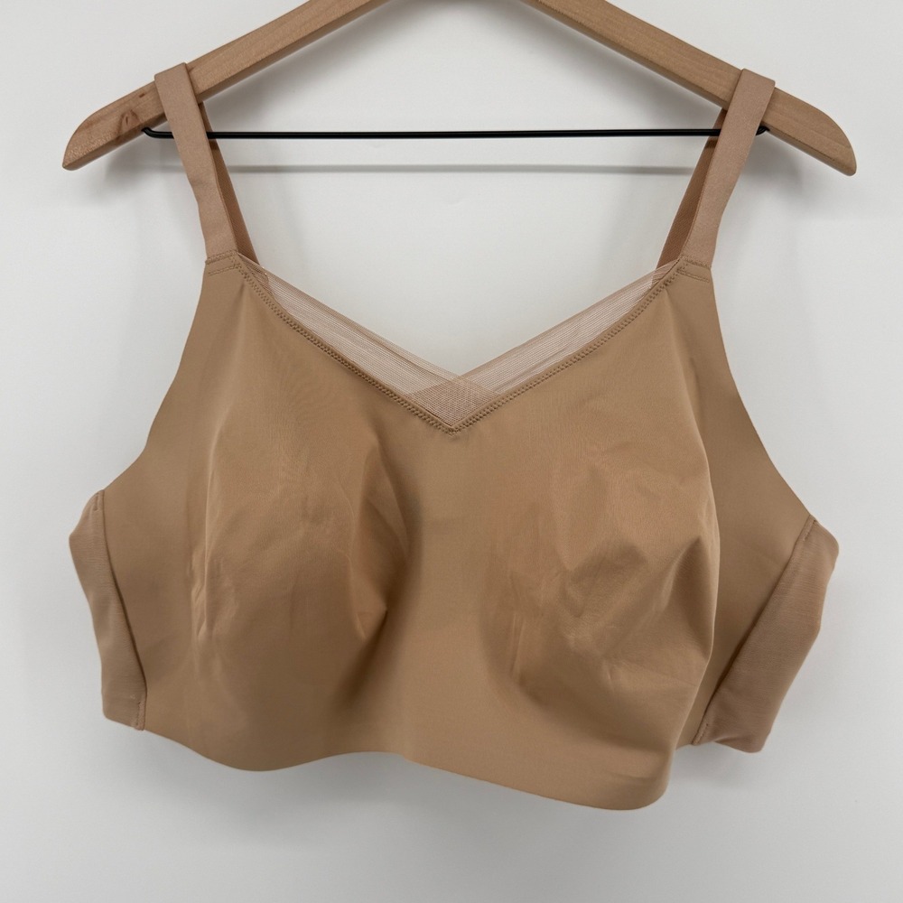 Thirdlove 24/7 Classic Wireless Crossover Minimizer‎ Bra Taupe 42F Unlined Soft